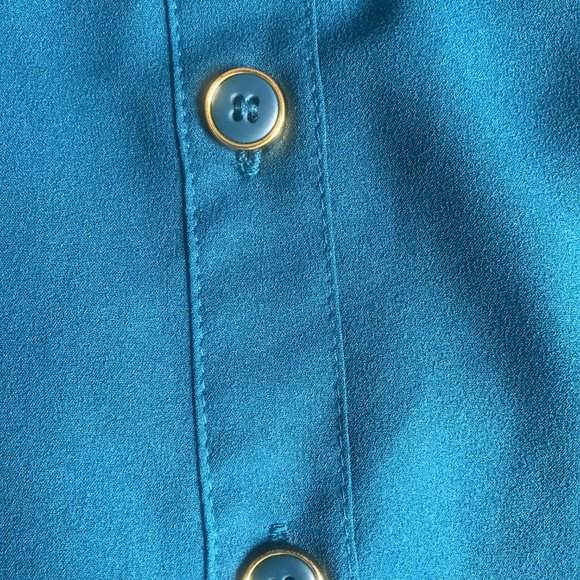 Blue/Teal Button-Down Blouse - Picture 5 of 7
